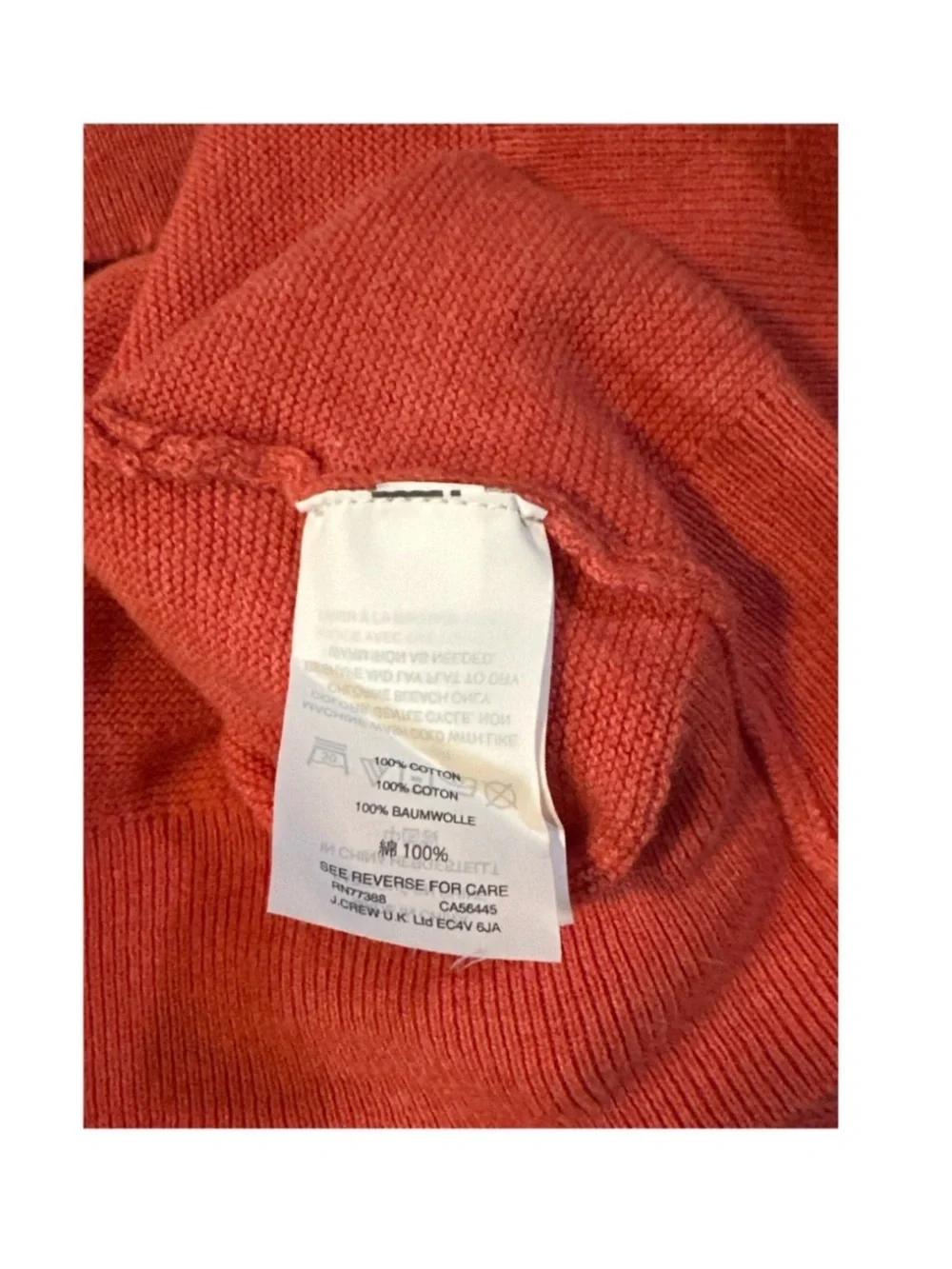 J. Crew Men's Coral Red Cotton Crewneck Sweater Size Large